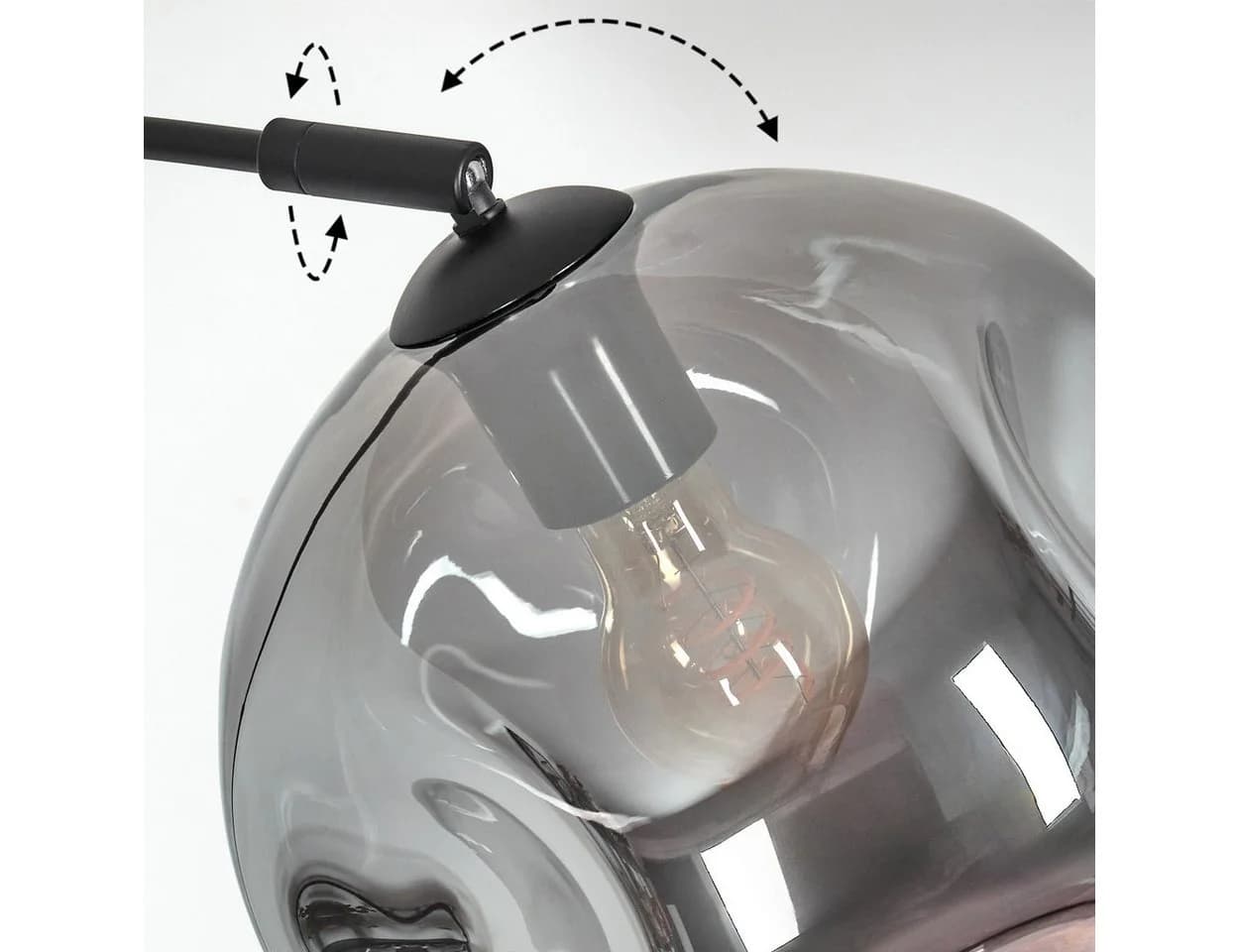 hofstein Stehlampe Schwarz/Rauch Metall/Glas Marmorfuß E27 - Bild 3