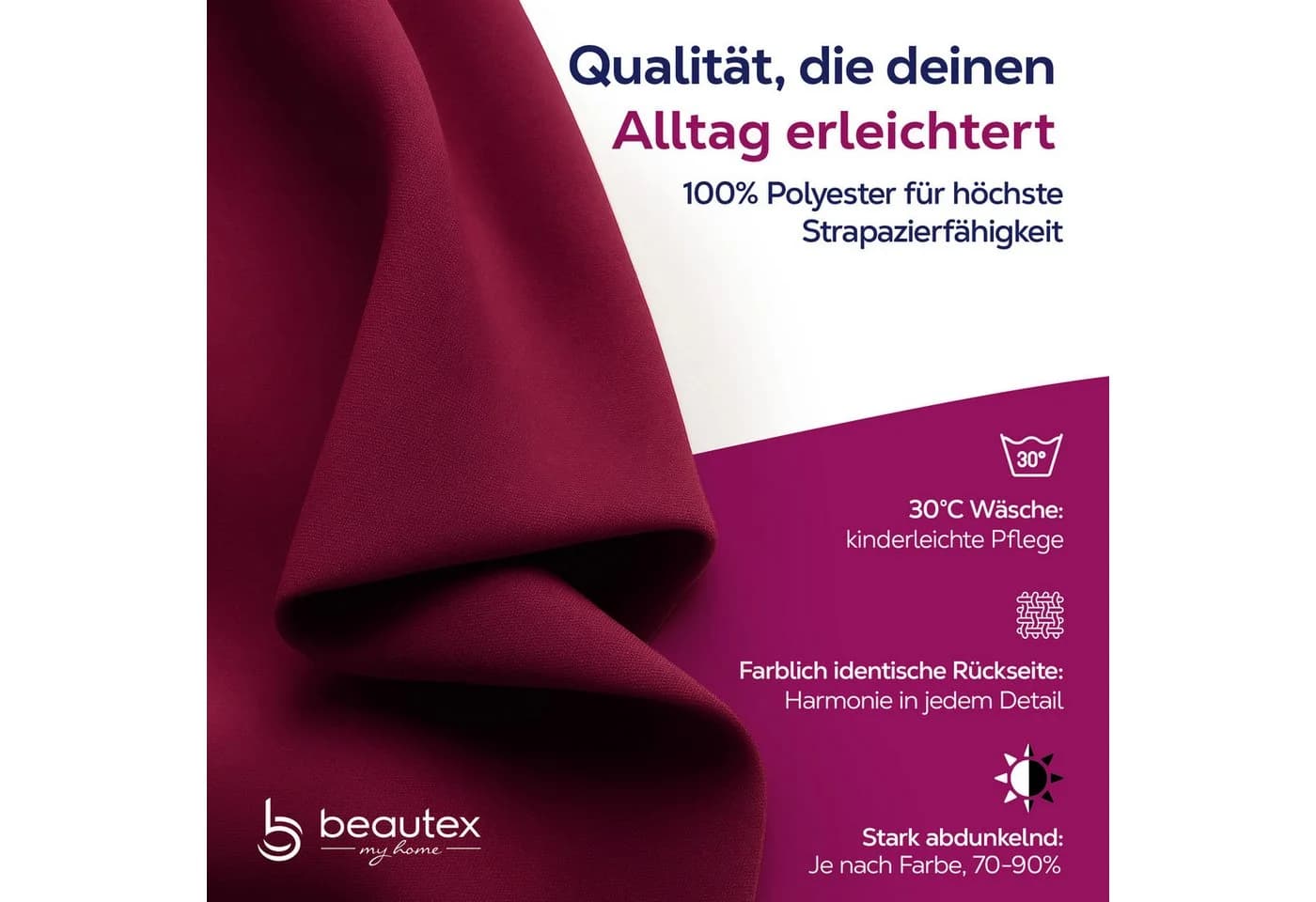 Beautex Verdunkelungsvorhang Ösen blickdicht rot - Bild 3