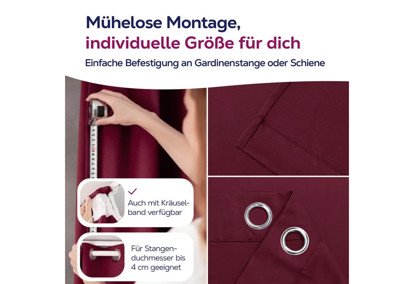 Beautex Verdunkelungsvorhang Ösen blickdicht rot - Bild 5