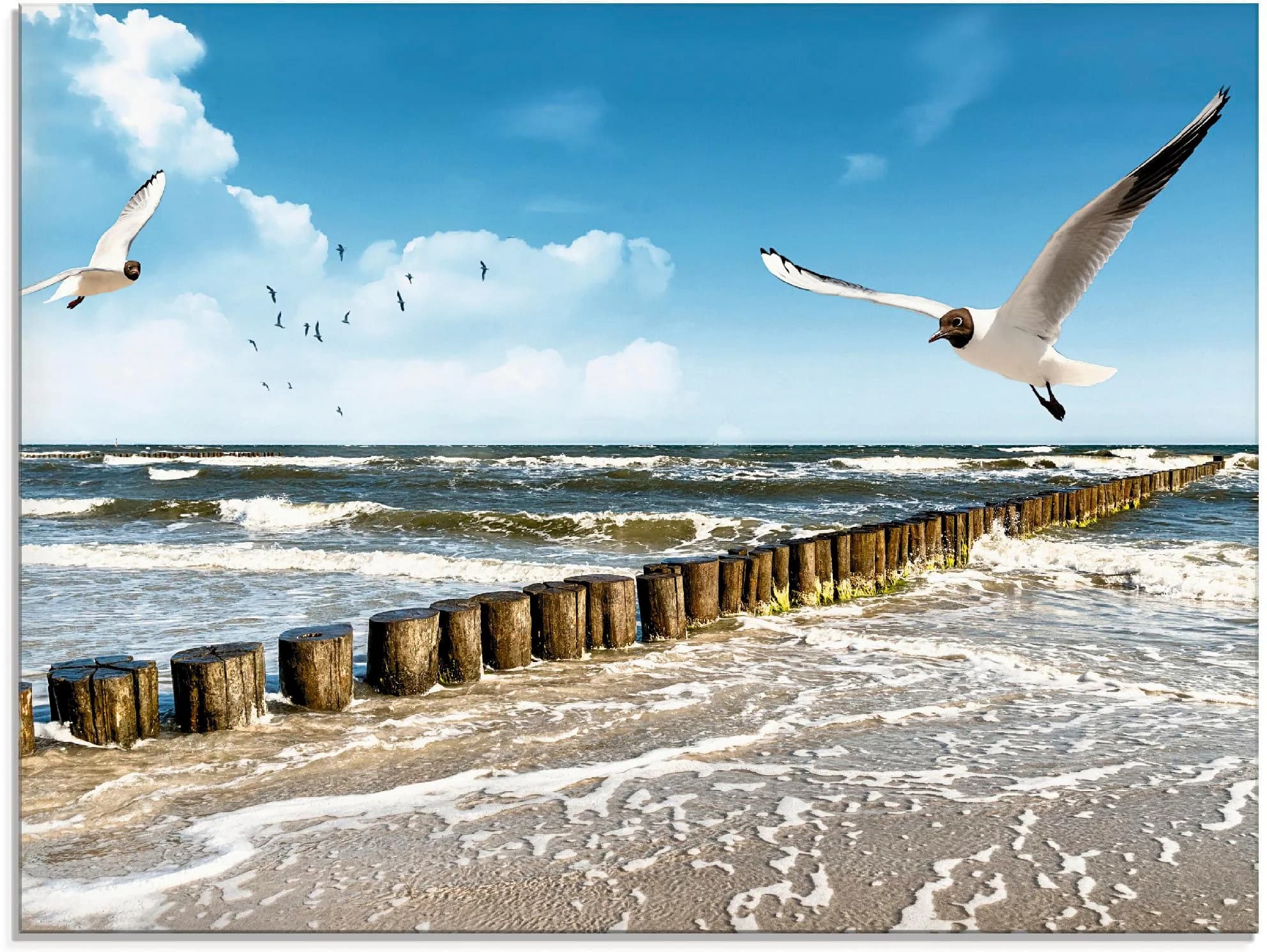 ARTLAND Glasbild Ostsee Blau 80x60 cm Wanddekoration