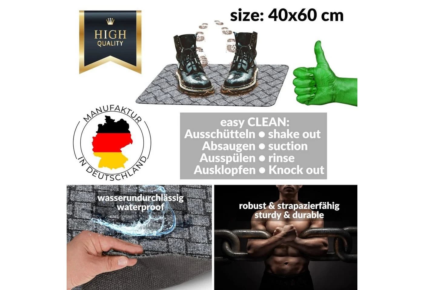 ANRO Läufer Melbourne Grau Robust Rutschfest - Bild 3