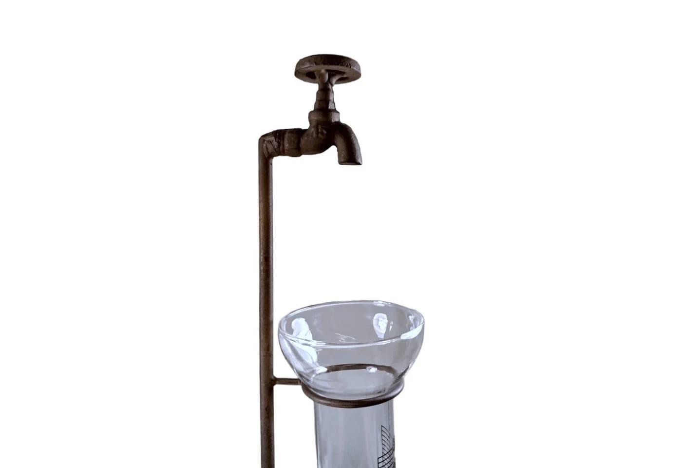 FTWdesign Regenmesser Metall Wasserhahn Optik Niederschlagsmesser