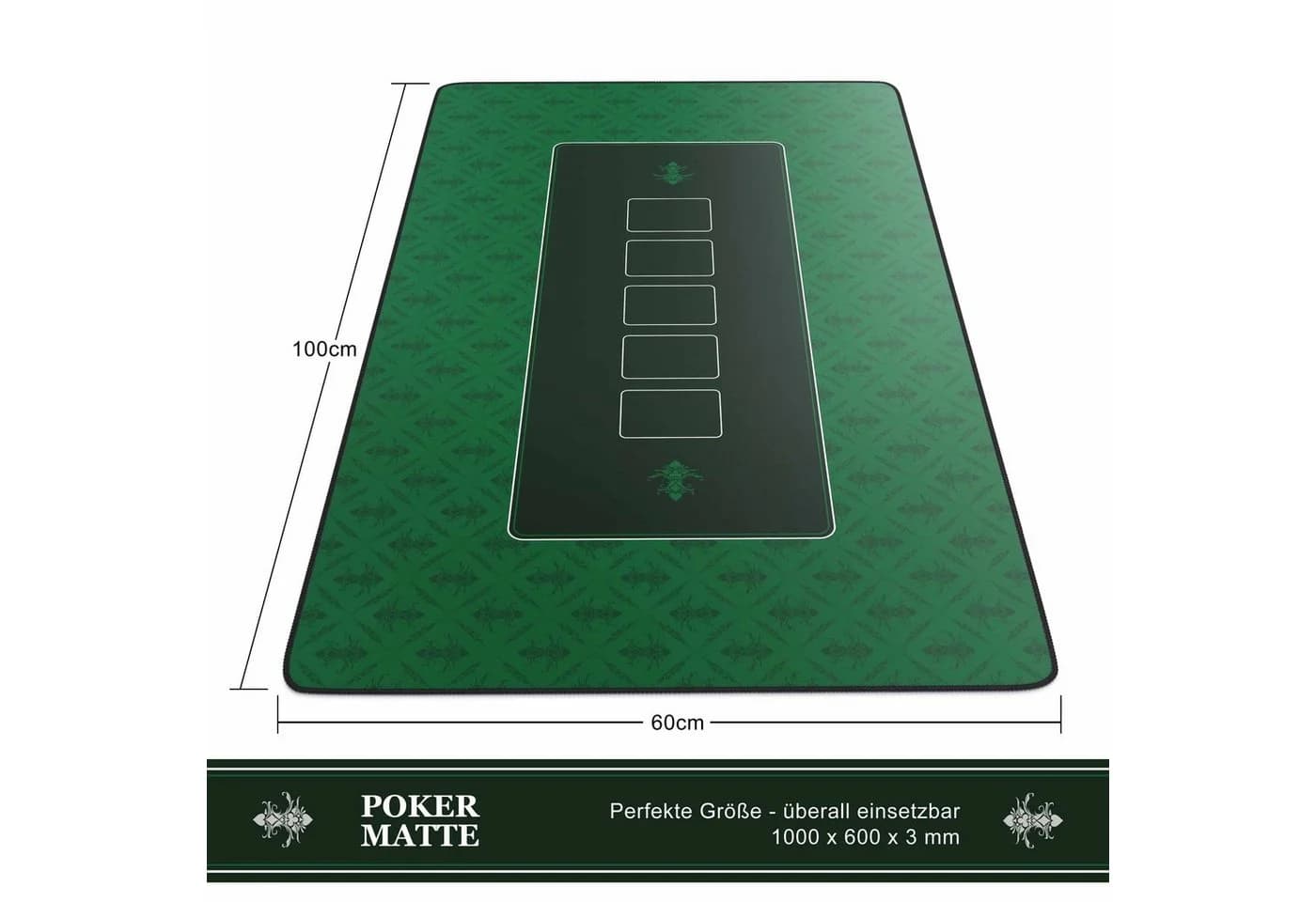 CSL Pokermatte XXL Profi Tischauflage 100x60cm Gummiunterseite