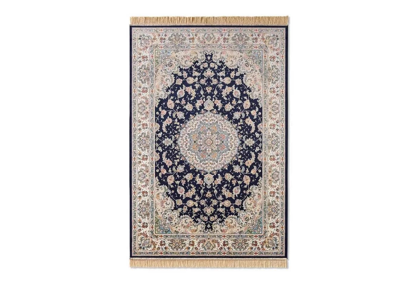 TaraCarpet Teppich Palazzo Royal Täbriz, rechteckig, Höhe: 6 mm, Täbriz Seiden Optik Blau Wohnzimmer Schlafzimmer Esszimmer
