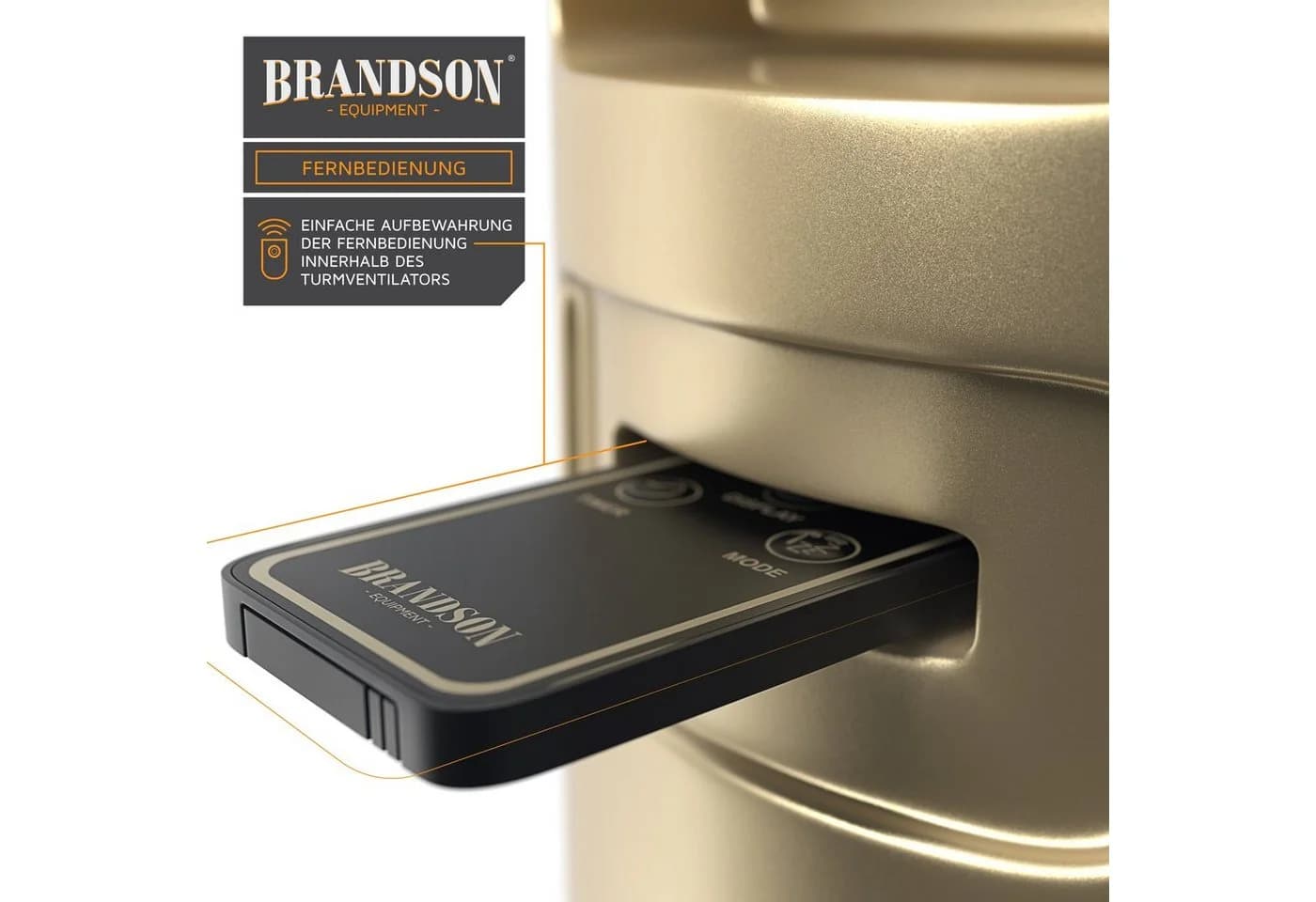 Brandson Turmventilator 96cm Oszillation Timer Fernbedienung Gold - Bild 5