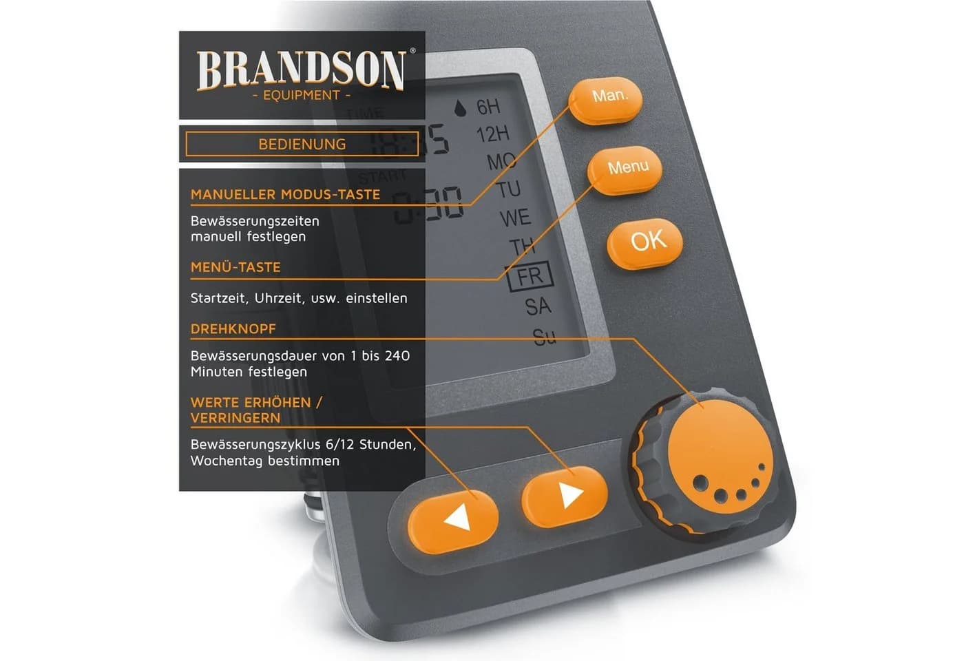 Brandson Bewässerungscomputer Digital mit LCD-Display und 240 Min Laufzeit - Bild 3