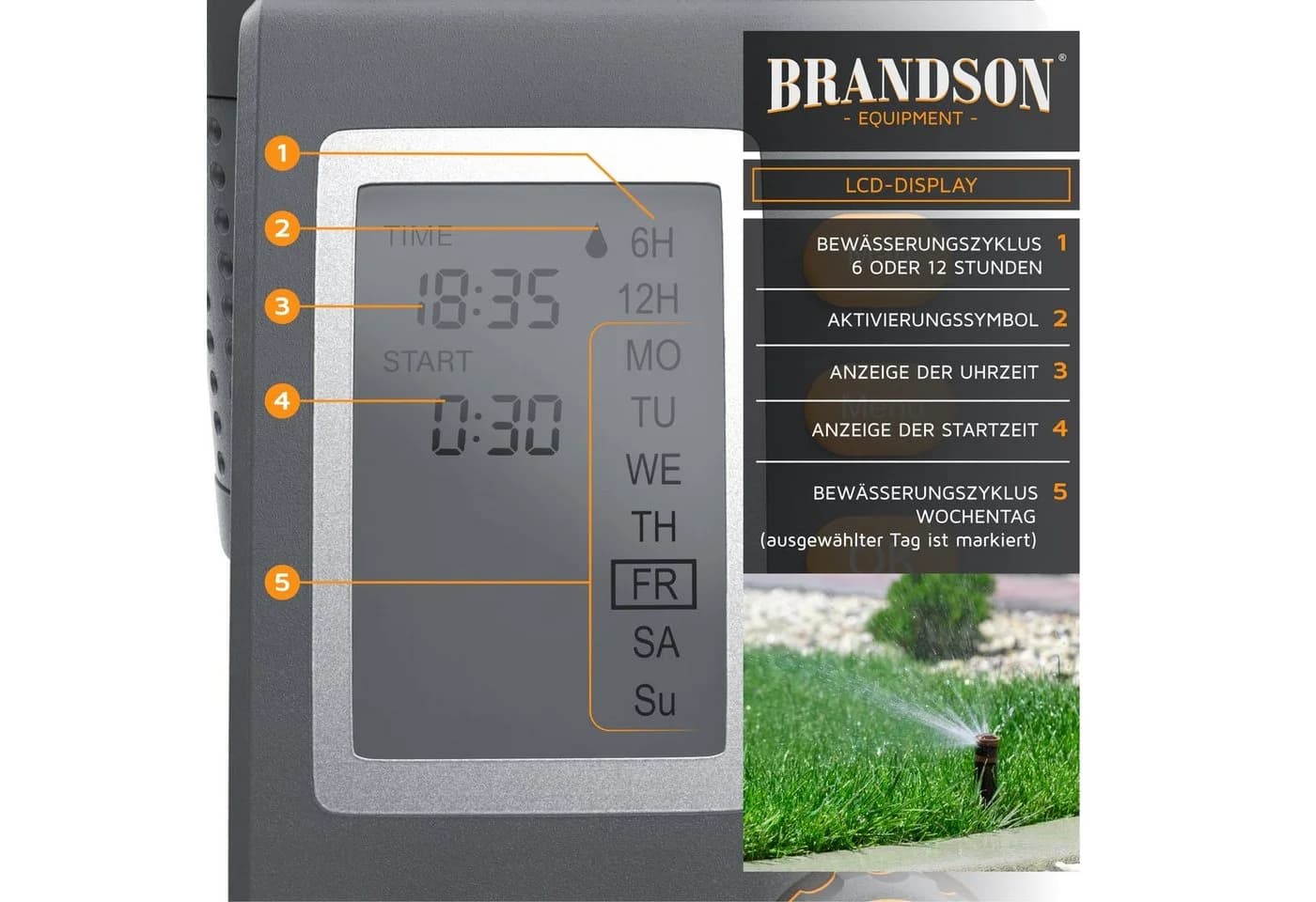 Brandson Bewässerungscomputer Digital mit LCD-Display und 240 Min Laufzeit - Bild 5