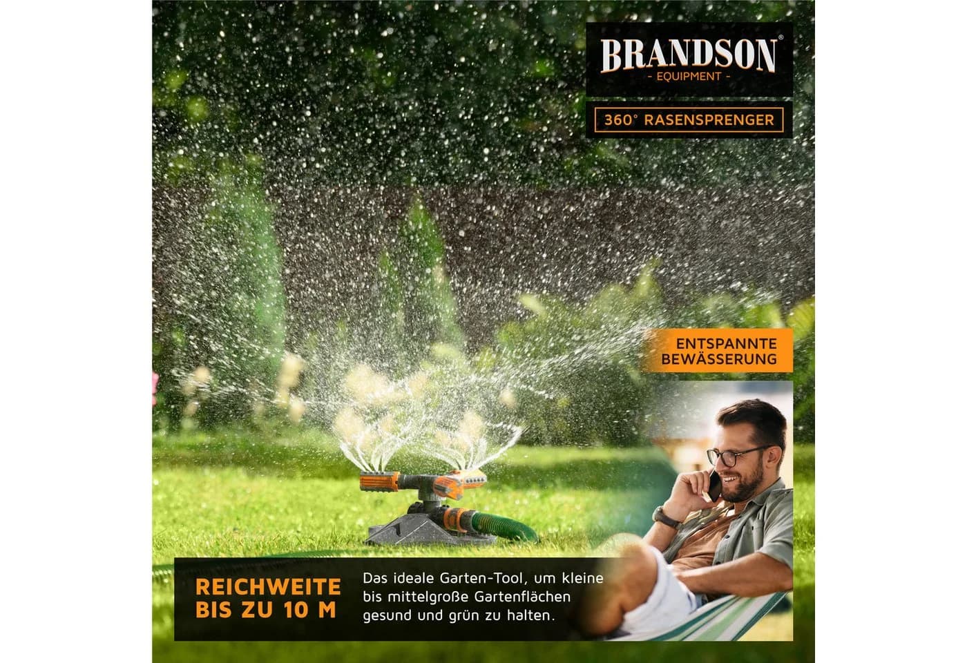 Brandson 360 Grad Gartensprinkler 360° Rasensprenger 3 Arm - Bild 5