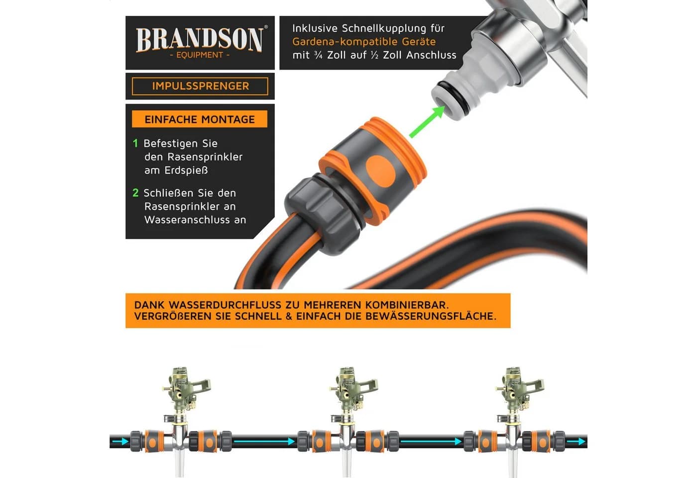 Brandson 1x Kreisregner Intervall-Sprinkler 360° Impulsregner - Bild 4