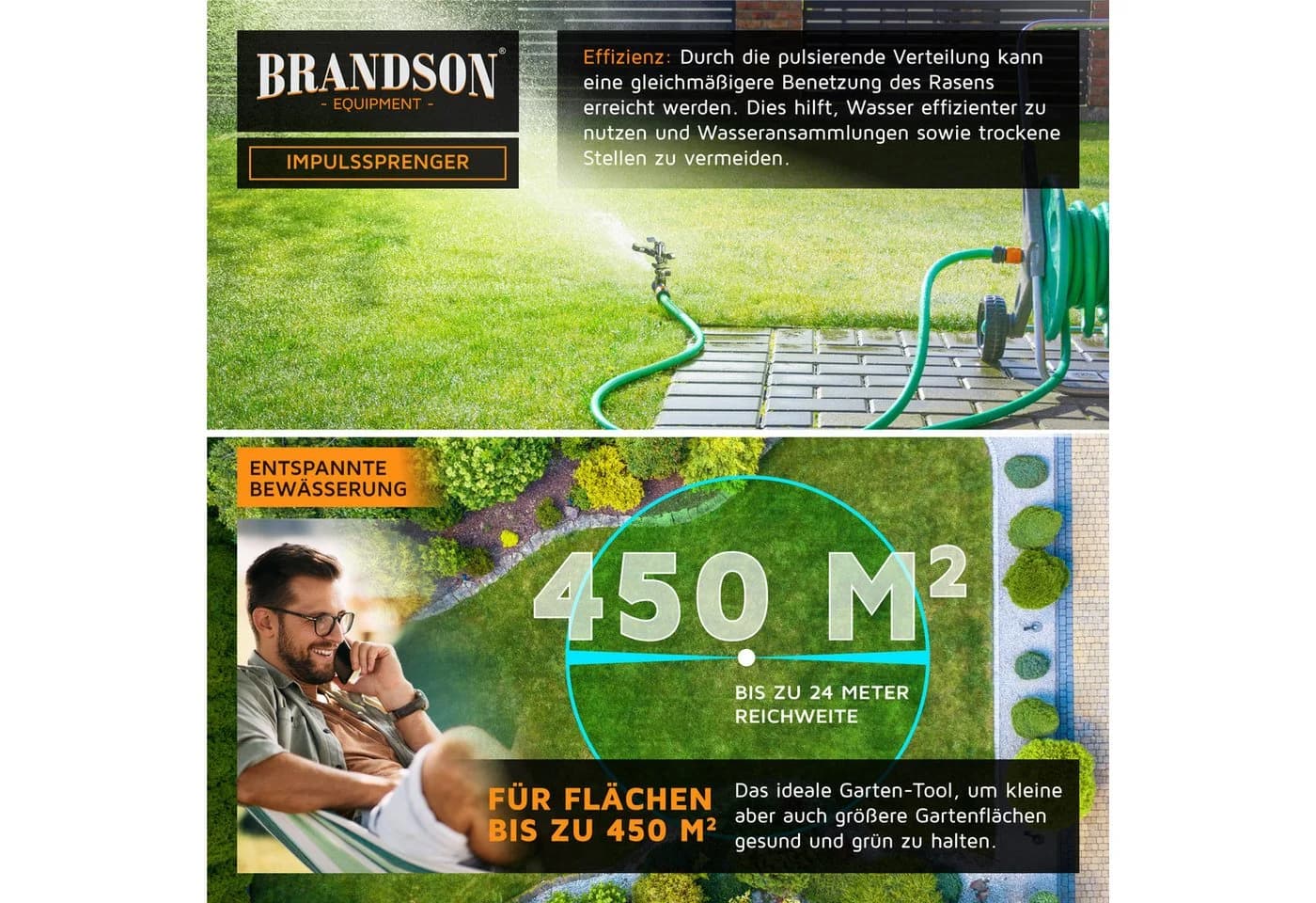 Brandson Kreisregner 2x Metall 360° Impulsregner 12m Reichweite - Bild 5