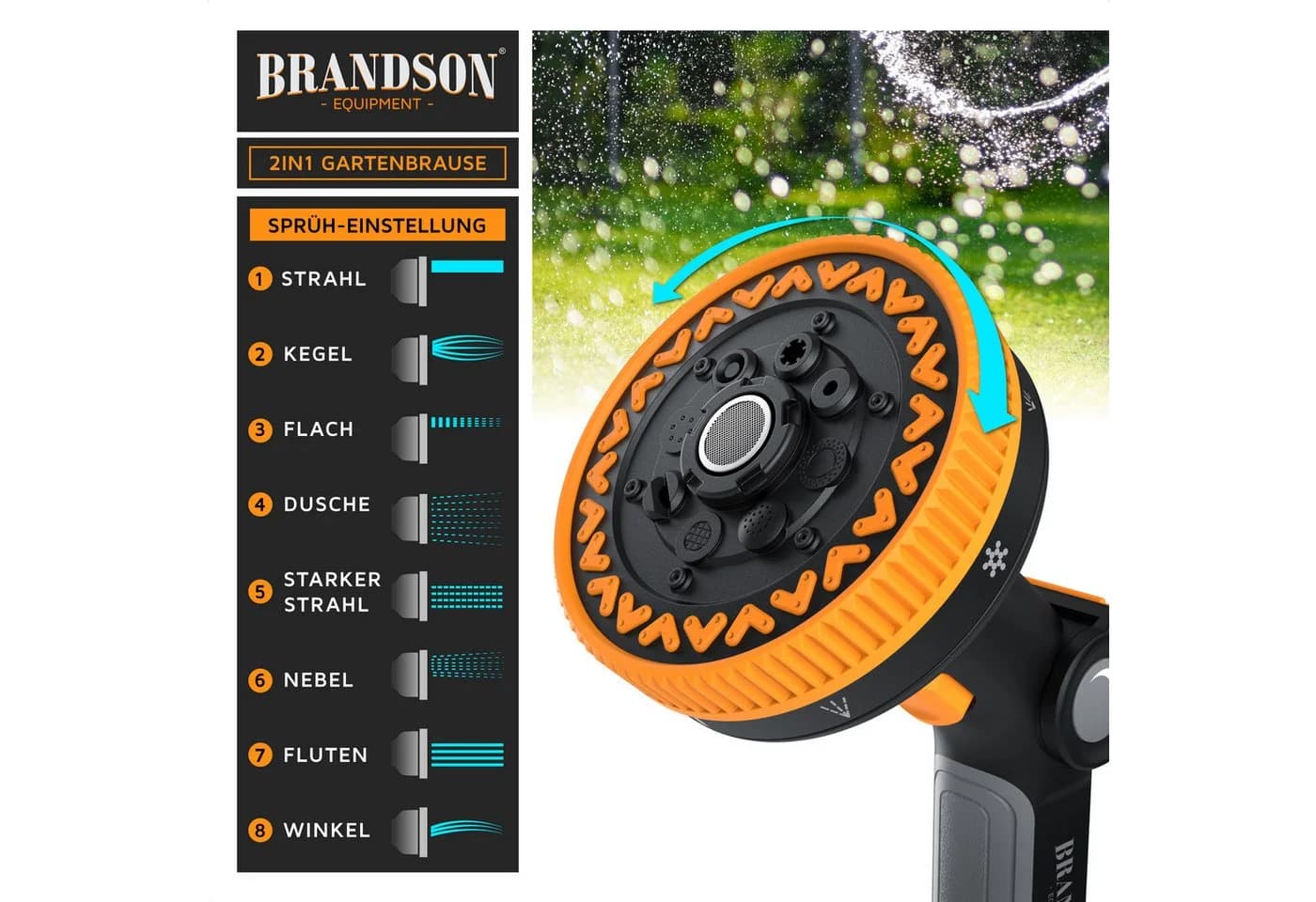 Brandson Multifunktionsbrause 2in1 mit 8 Sprühprofilen und Schnellwechsel - Bild 4