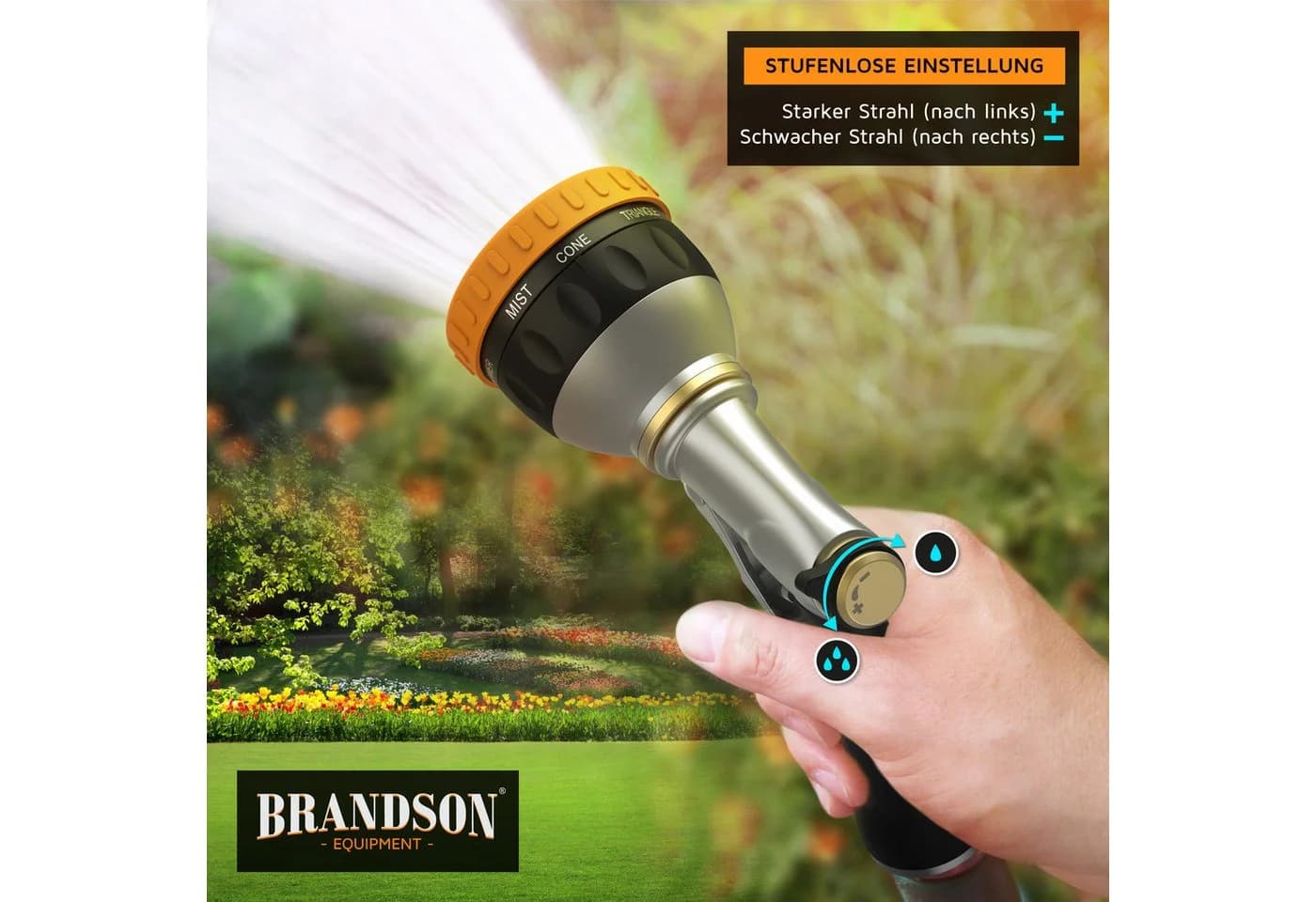 Brandson Multifunktionsbrause Garten Metall 8 Sprühmuster - Bild 3