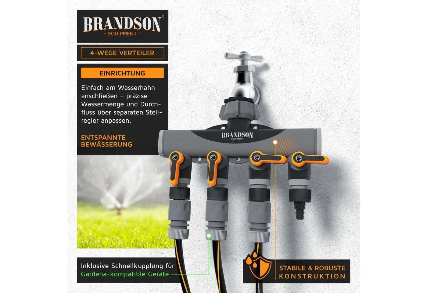 Brandson 4-Wege Wasserverteiler 4-fach mit Schnellkupplung - Bild 3