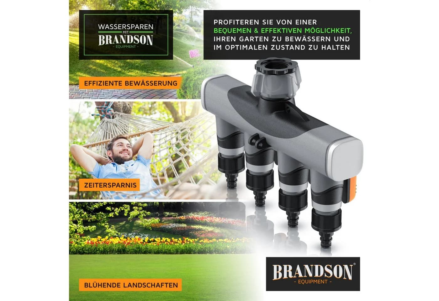 Brandson 4-Wege Wasserverteiler 4-fach mit Schnellkupplung - Bild 4