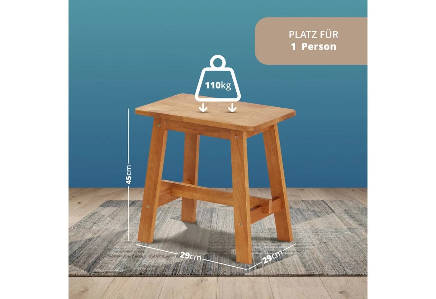 KHG Hocker Dekohocker Eiche Skandi Look Massivholz