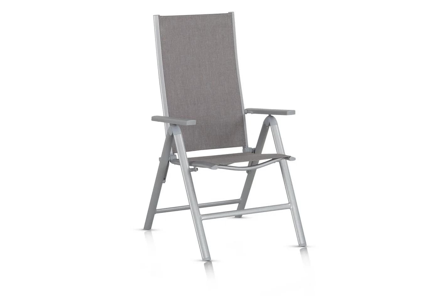 KHG Gartenstuhl Alu Klappstuhl silber 8-fach verstellbar mit Armlehne - Bild 2