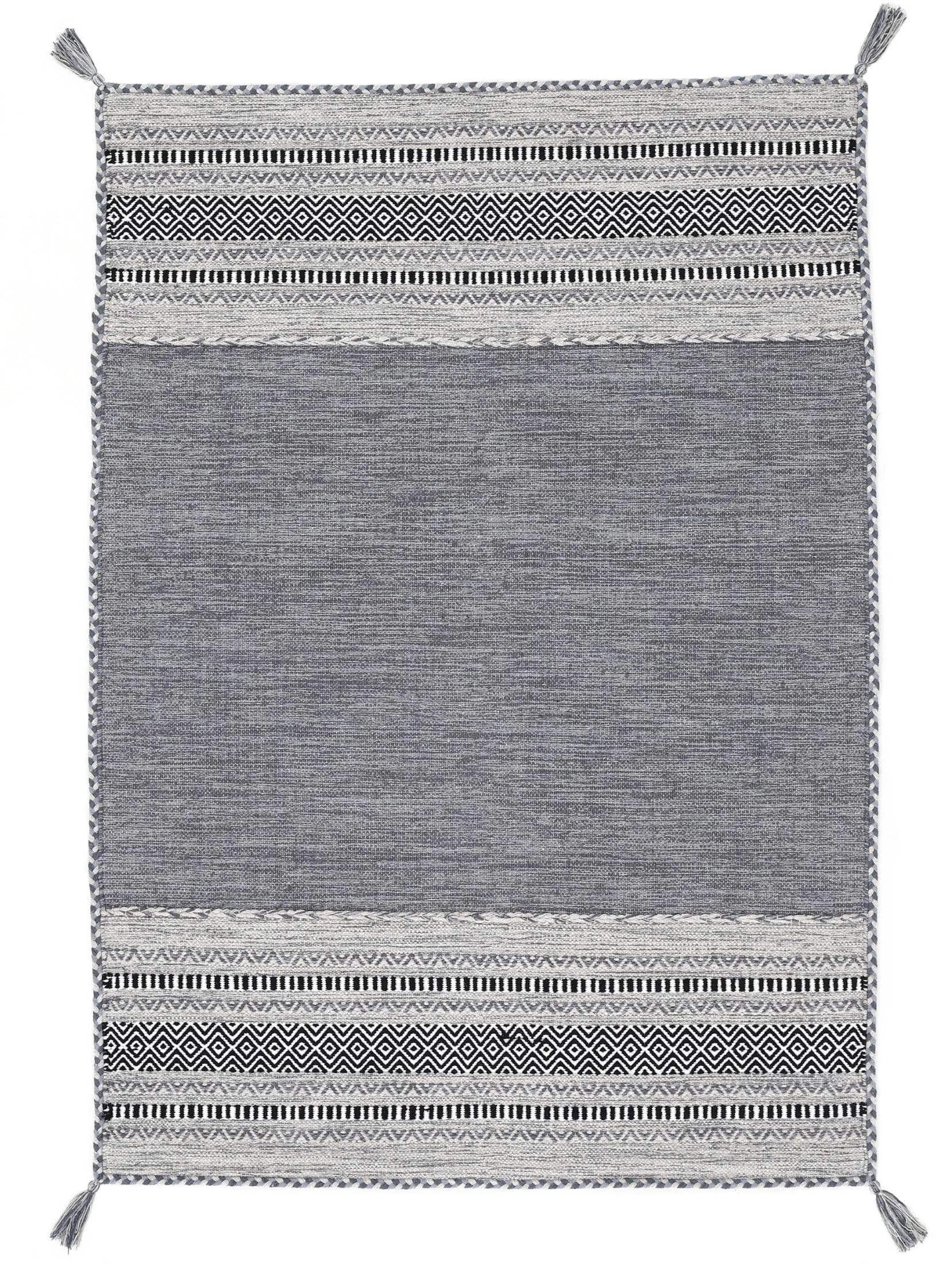 CarpetFine Kelim Azizi Teppich Grau Handgewebt