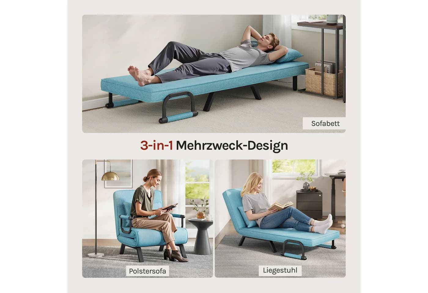 Woltu Schlafsofa 3-in-1 Blau - Bild 4