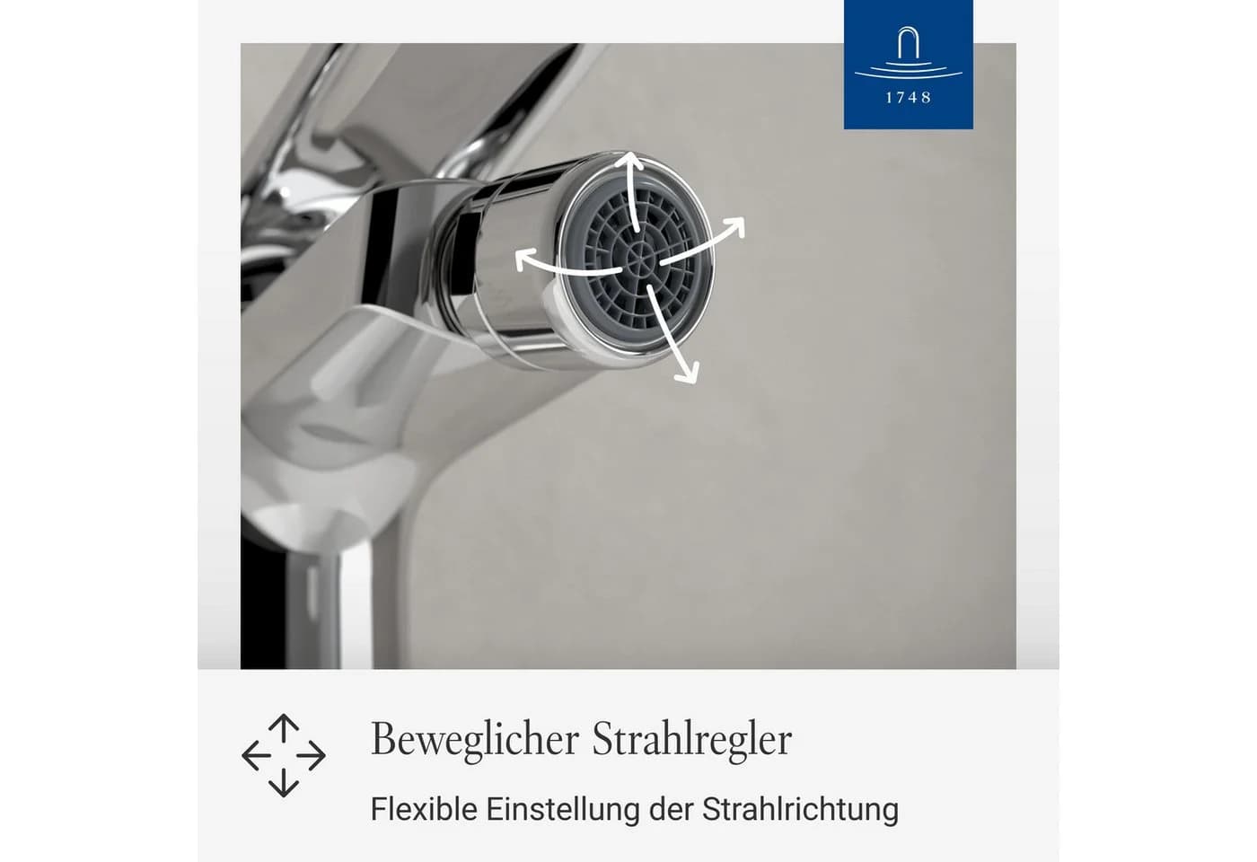Villeroy & Boch Bidetarmatur Oasis Einhebel Bidet Wasserhahn Silber