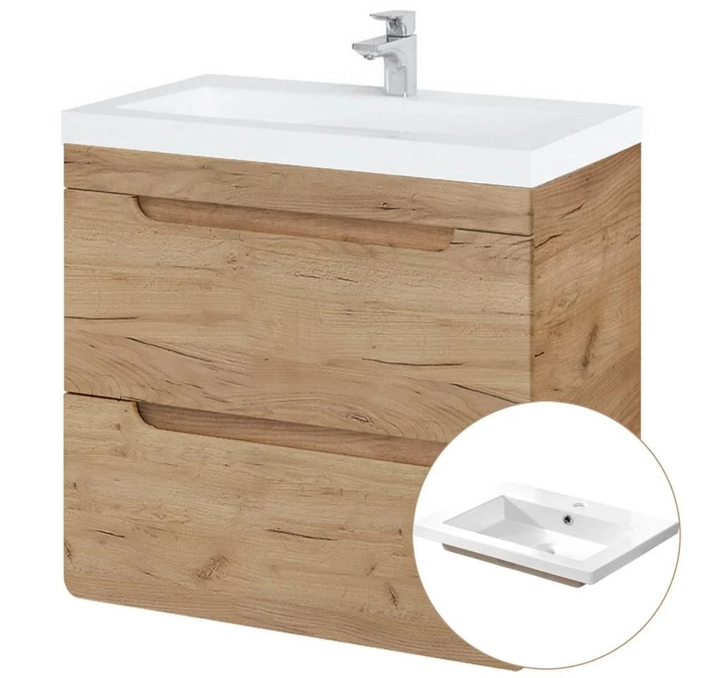 Lomadox Waschtisch LUTON-56-CRAFT mit Keramikbecken Wotaneiche - Bild 2