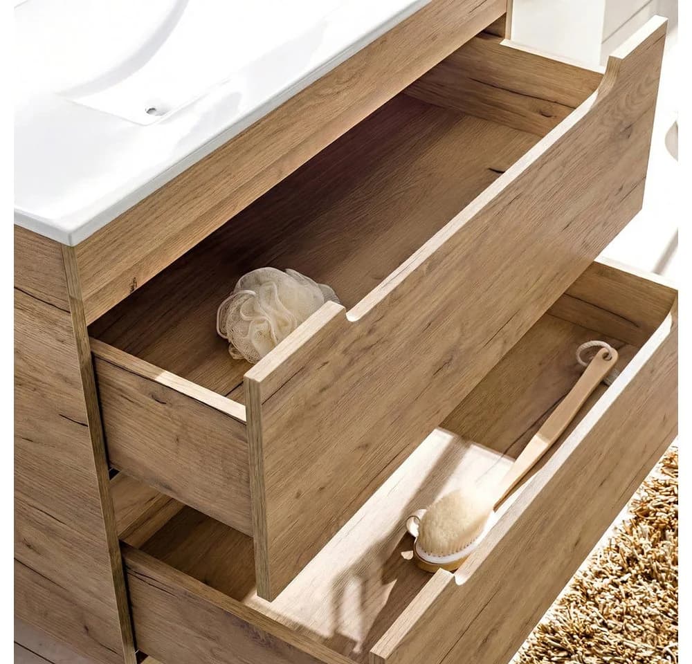 Lomadox Waschtisch LUTON-56-CRAFT mit Keramikbecken Wotaneiche - Bild 4