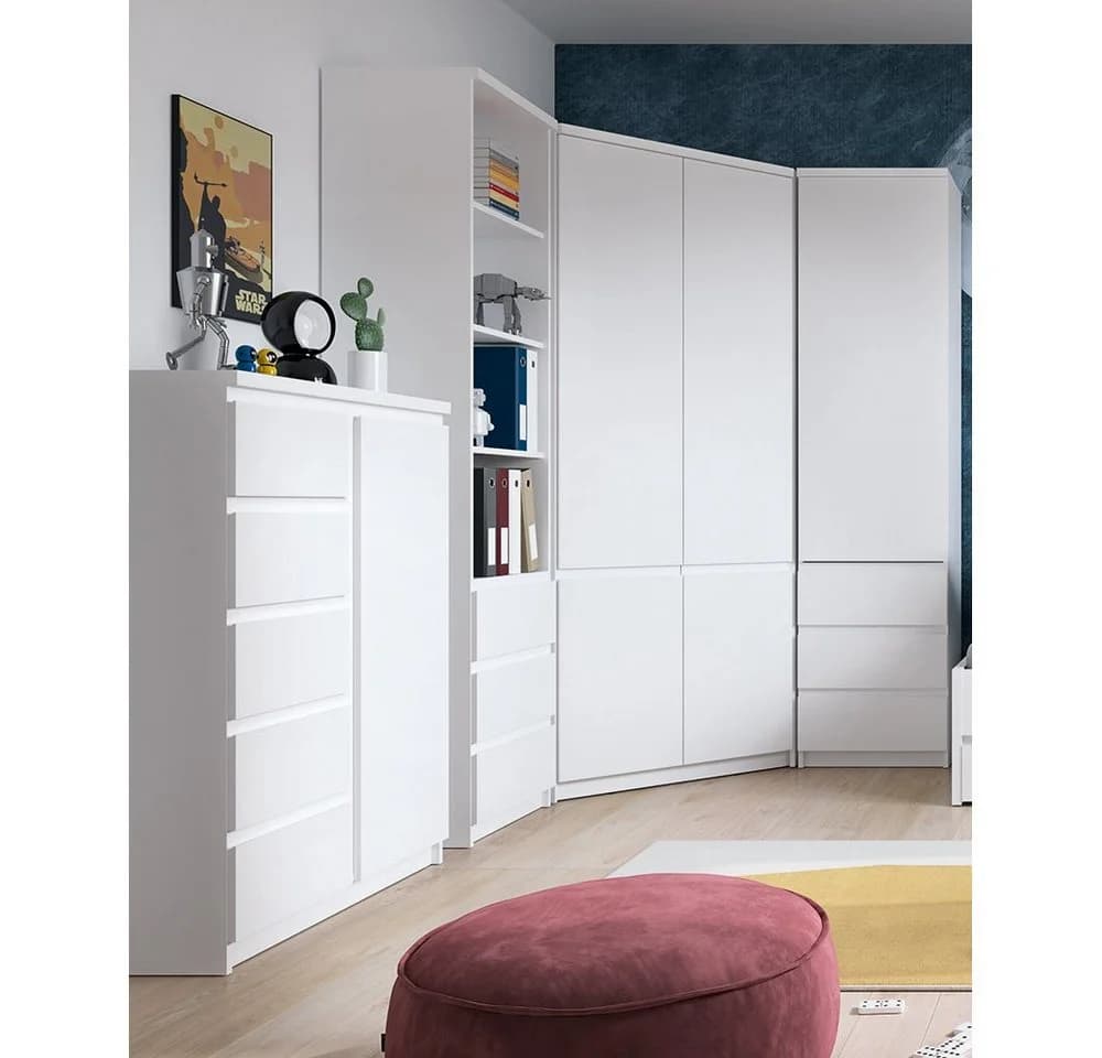 Lomadox Jugendzimmer-Set FORTALEZA-129 Weiß 4-tlg. mit Eck-Kleiderschrank - Bild 2