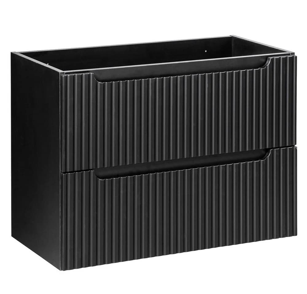 Lomadox NEWPORT-56-BLACK Waschtischunterschrank 80cm Schwarz Gerillte Front - Bild 1