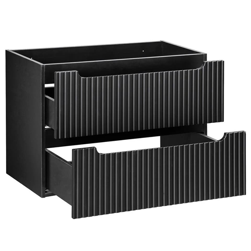 Lomadox NEWPORT-56-BLACK Waschtischunterschrank 80cm Schwarz Gerillte Front - Bild 2