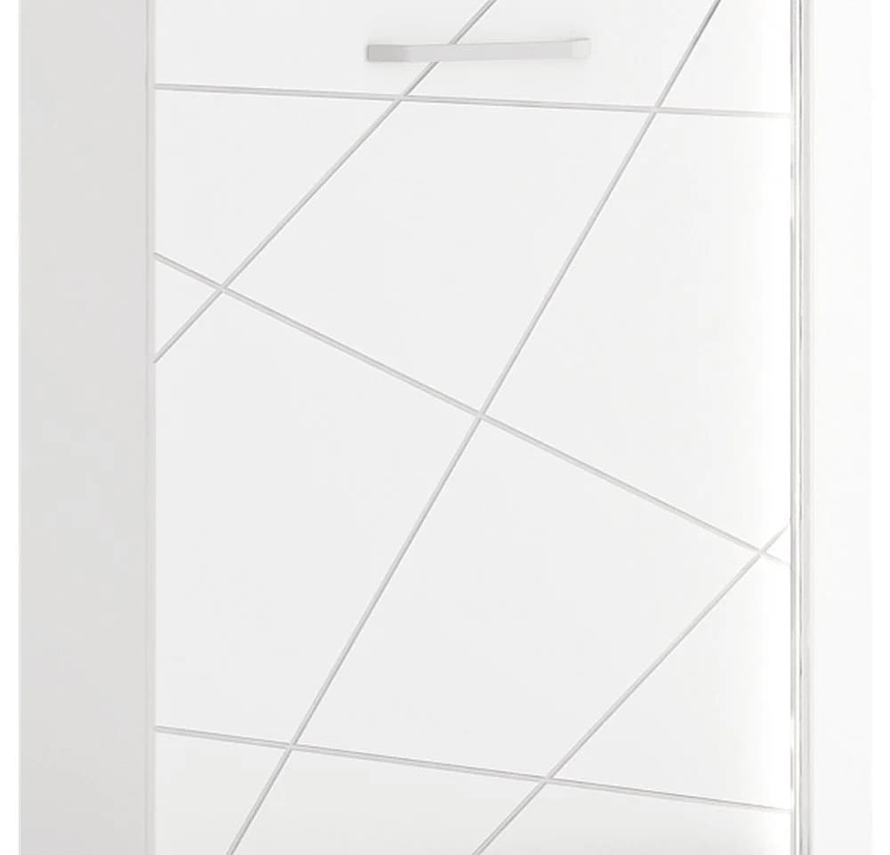 Lomadox Wohnzimmer-Set VISALIA-129 4-tlg. weiß Hochglanz Eiche schwarz