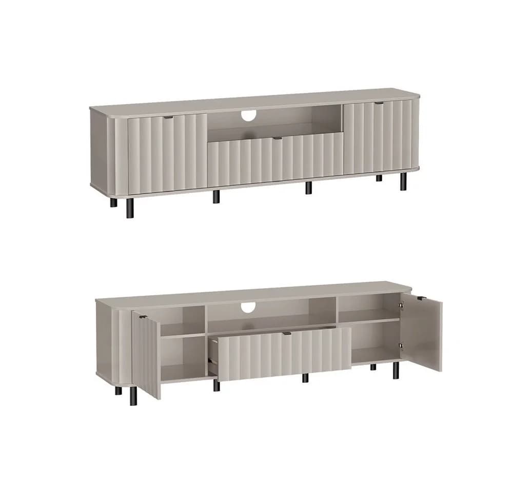 Lomadox Wohnzimmer-Set NASHVILLE-161 Taupe Wellenoptik 3-teilig - Bild 4