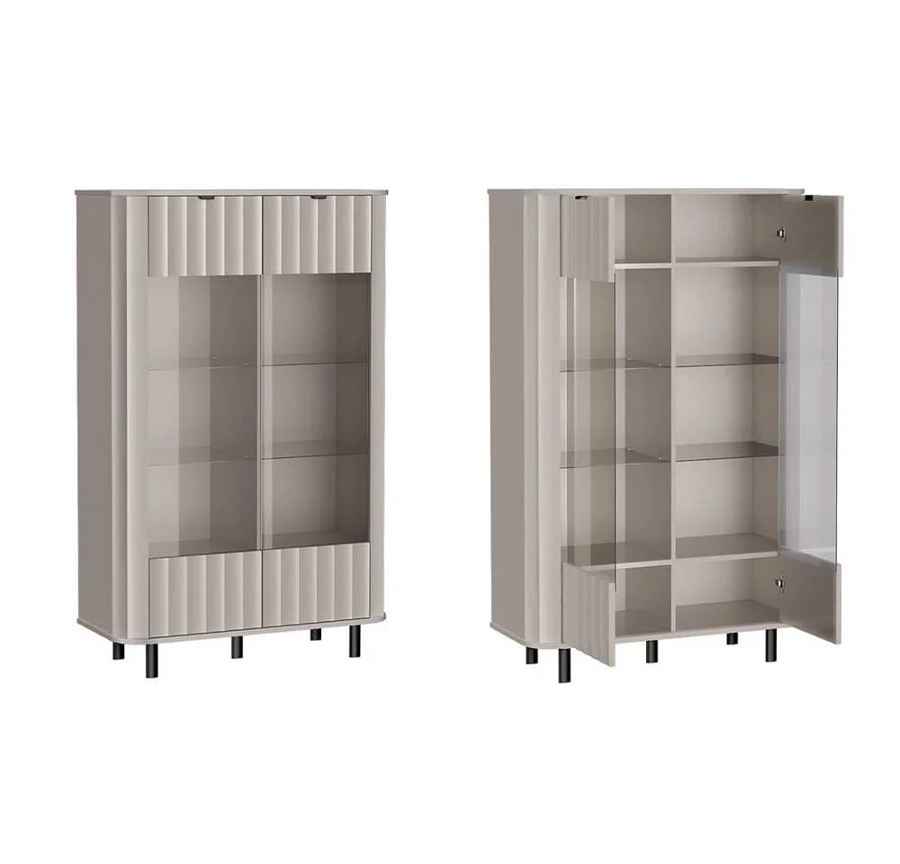 Lomadox Wohnzimmer-Set NASHVILLE-161 Taupe Wellenoptik 3-teilig - Bild 5