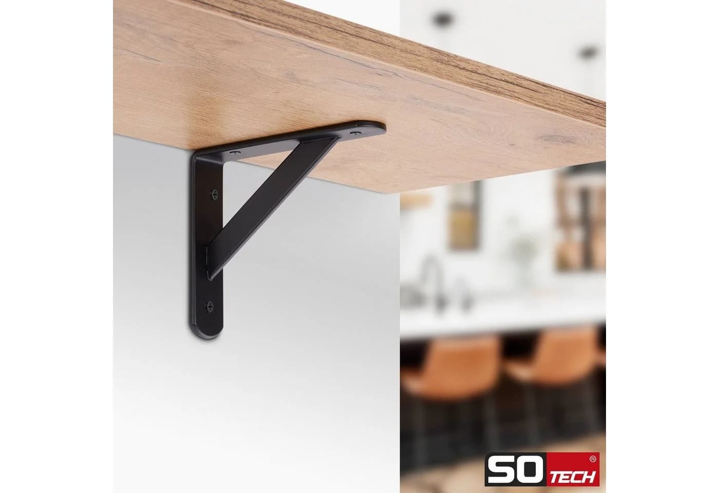 SO-TECH® Wandregalhalter Regalkonsolen mit Querstrebe zur Stabilisierung, 2-tlg., Schwarz - Bild 3
