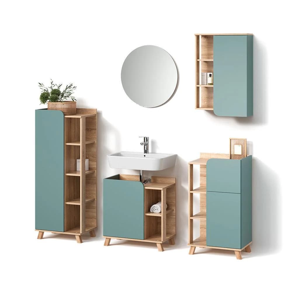 BADMÖBEL-SET Marano 5-teilig Blau-Grau