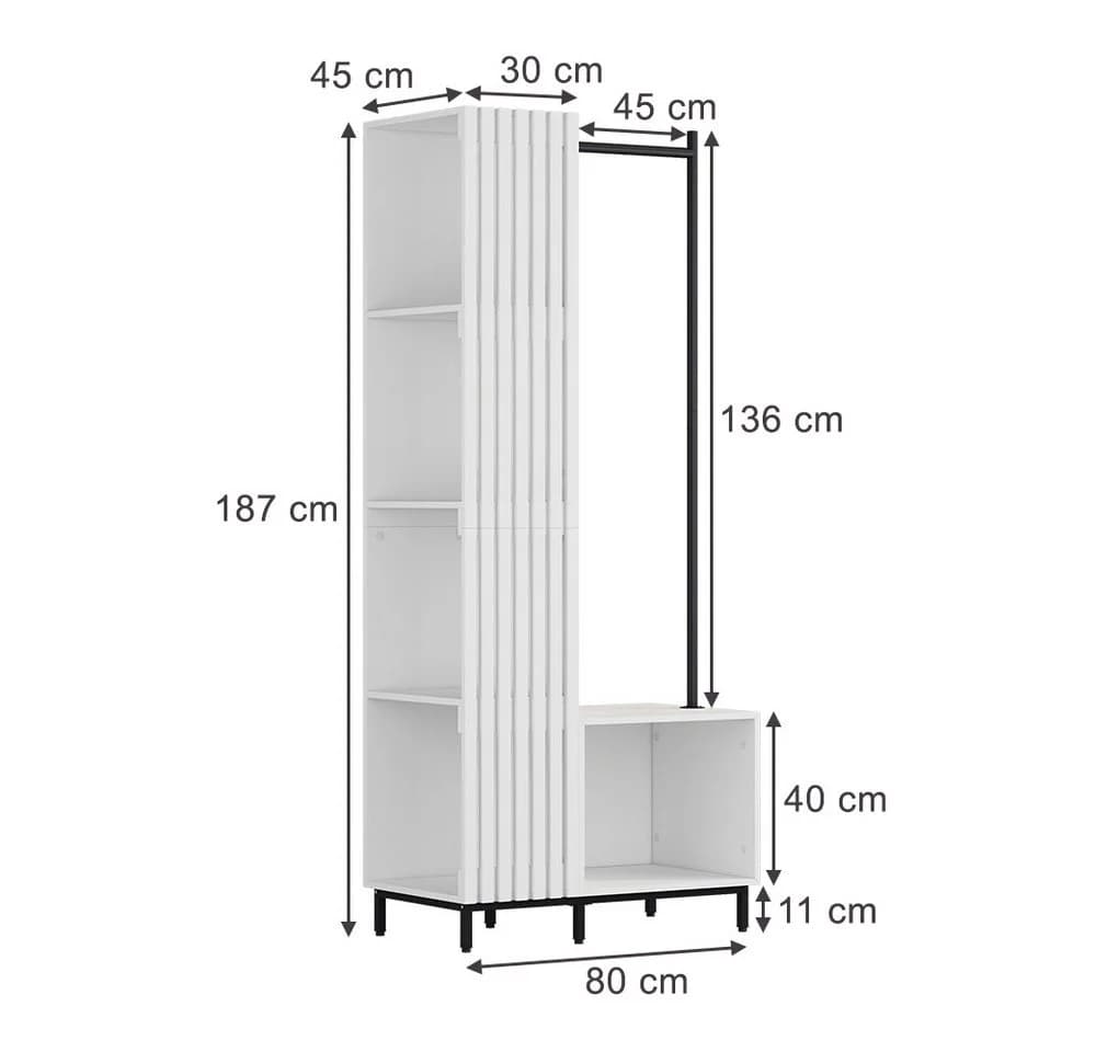 Vicco Garderobe Zinto Weiß 5 Ablagefächer - Bild 3