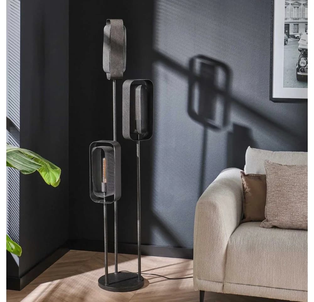 famlights Stehlampe Orson Altsilber E27 3-flammig