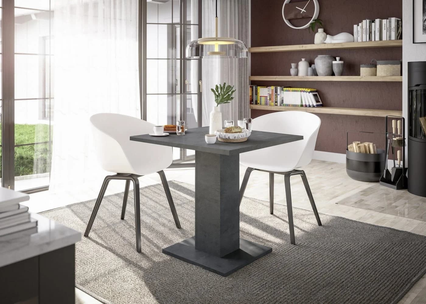 freiraum Säulen-Esstisch Tip Graphit Modern