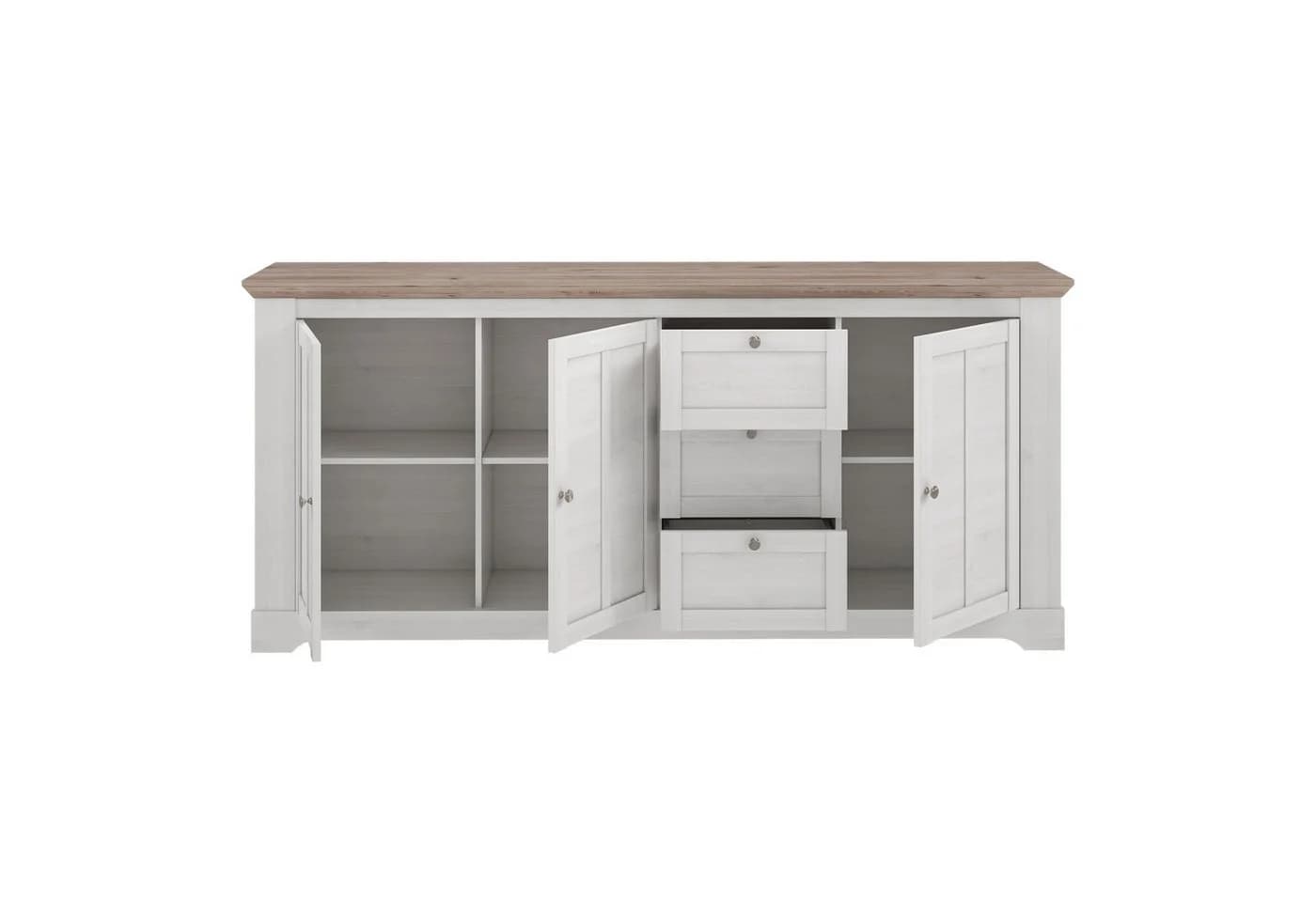 freiraum Sideboard ILOPPA 3 Türen 3 Schübe Schnee Eiche Dekor