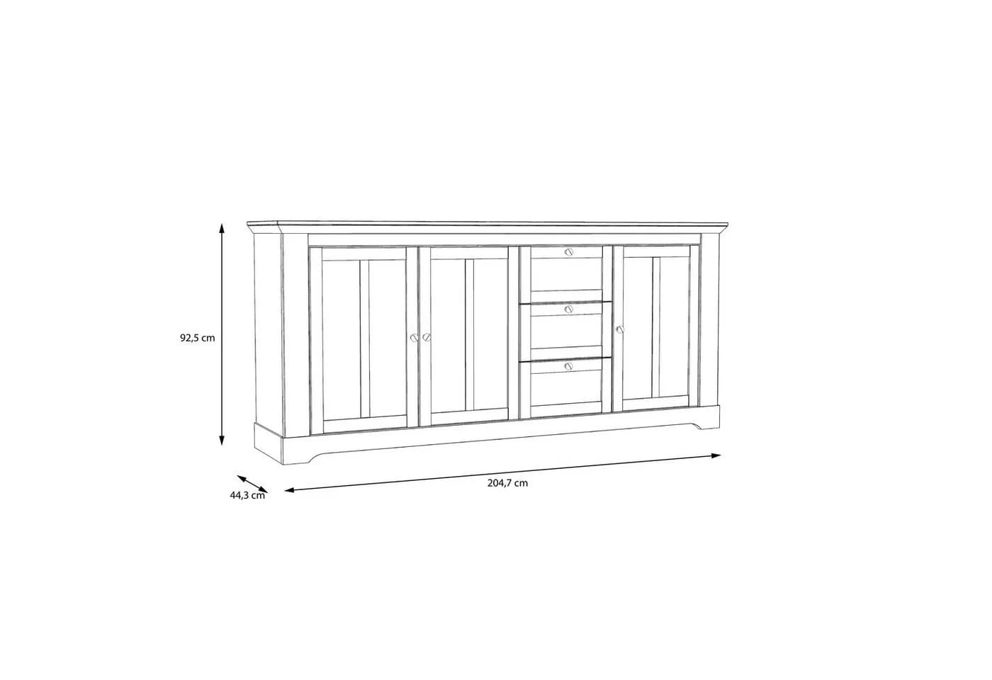 freiraum Sideboard ILOPPA 3 Türen 3 Schübe Schnee Eiche Dekor - Bild 5
