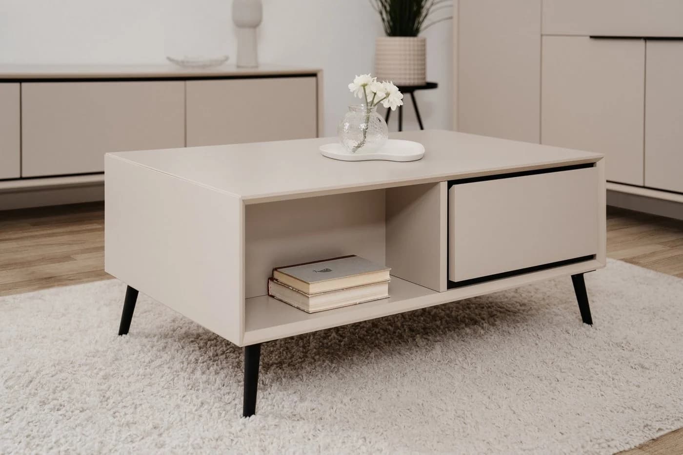 freiraum Couchtisch Arona 2 Schubladen Sand Schwarz - Bild 3