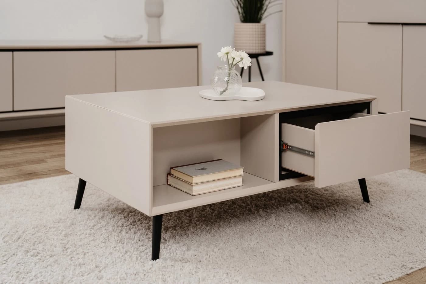 freiraum Couchtisch Arona 2 Schubladen Sand Schwarz - Bild 4