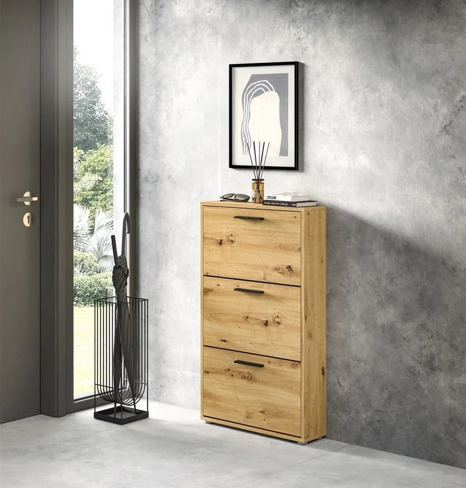 PREISBRECHER Schuhkipper See 3 Klappen Eiche Artisan Dekor