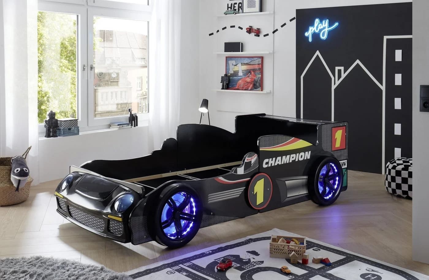 PREISBRECHER Autobett Rinum Schwarz mit Beleuchtung - Bild 3