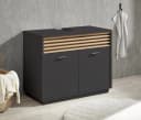 PREISBRECHER Waschbeckenunterschrank Liguria Anthrazit Eiche Dekor Bild 1