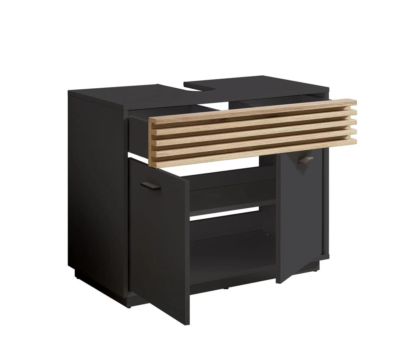 PREISBRECHER Waschbeckenunterschrank Liguria Anthrazit Eiche Dekor - Bild 3