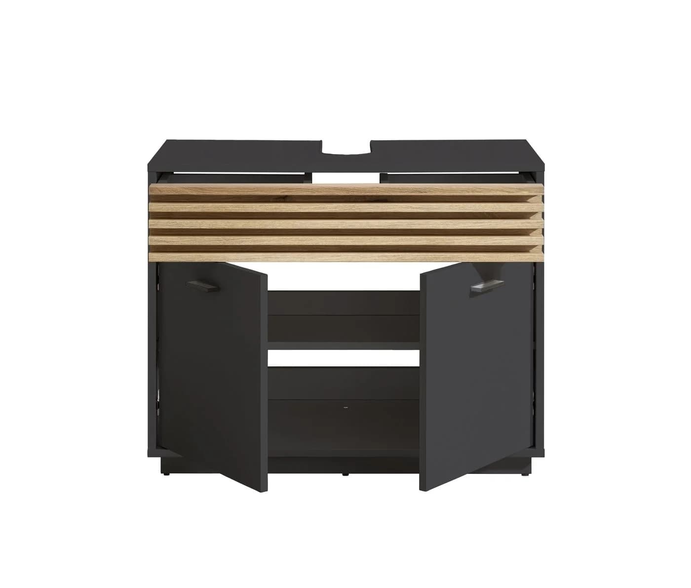 PREISBRECHER Waschbeckenunterschrank Liguria Anthrazit Eiche Dekor - Bild 5