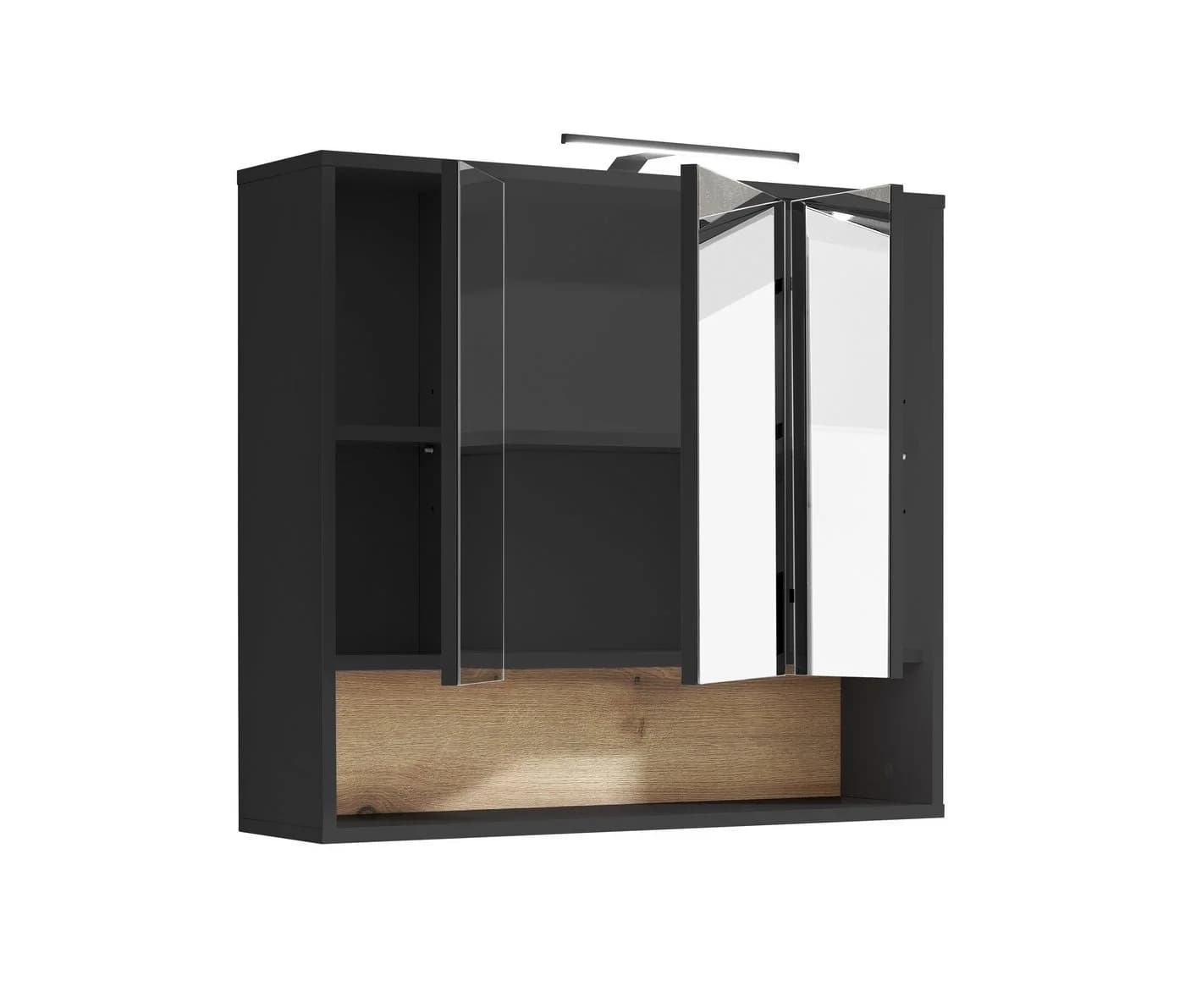 PREISBRECHER Badezimmerspiegelschrank Liguria Anthrazit/Evoke Eiche LED-Beleuchtung - Bild 3