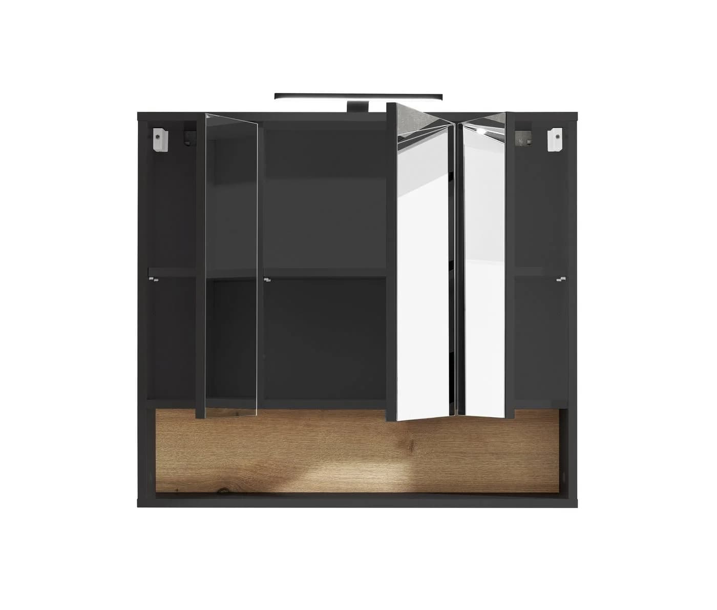 PREISBRECHER Badezimmerspiegelschrank Liguria Anthrazit/Evoke Eiche LED-Beleuchtung - Bild 5