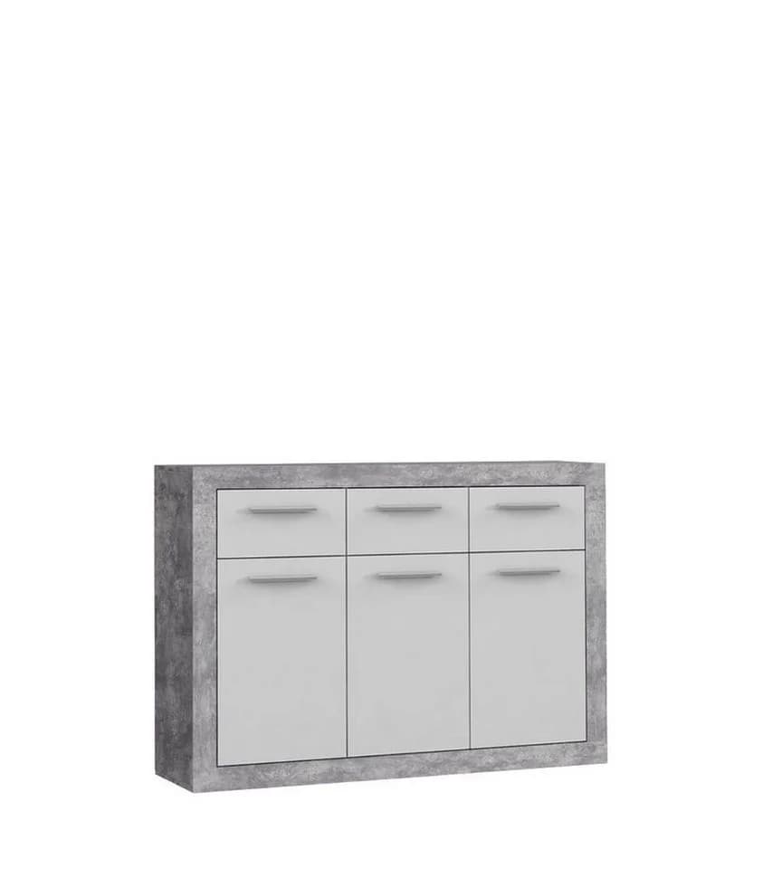 PREISBRECHER Sideboard BACCIO Betonoptik Lichtgrau/Weiß - Bild 2