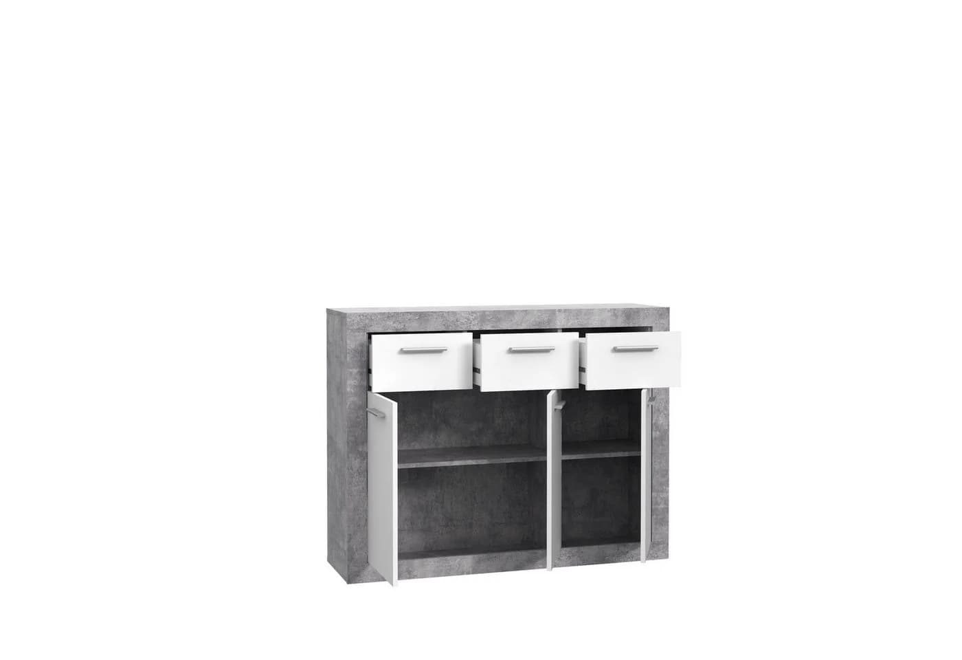 PREISBRECHER Sideboard BACCIO Betonoptik Lichtgrau/Weiß - Bild 3