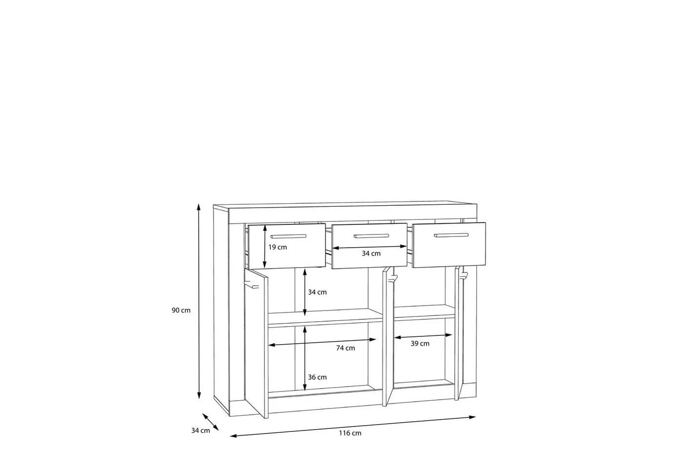 PREISBRECHER Sideboard BACCIO Betonoptik Lichtgrau/Weiß - Bild 5